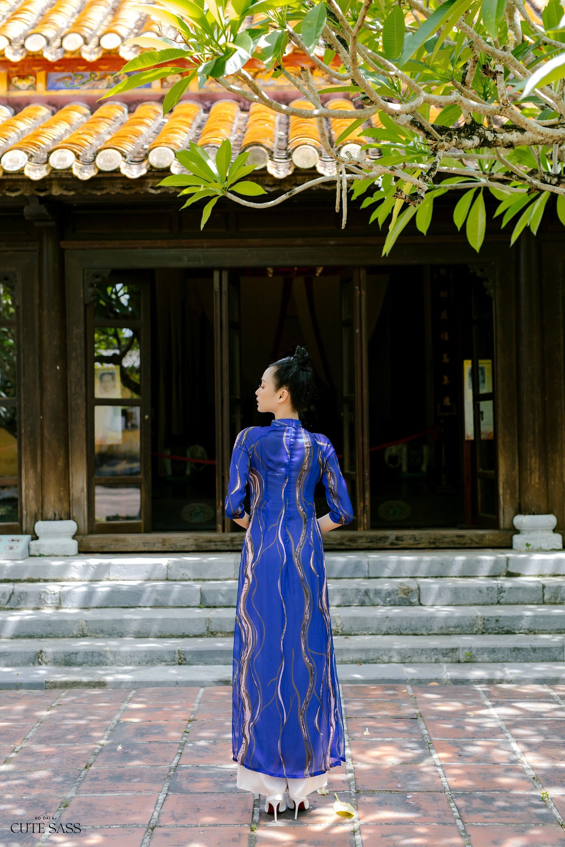 Vien Collection - Water Element Ao Dai Set | Pre-made Traditional Women Ao Dai with Pants | Lunar New Year| Ao Dai Truyen Thong