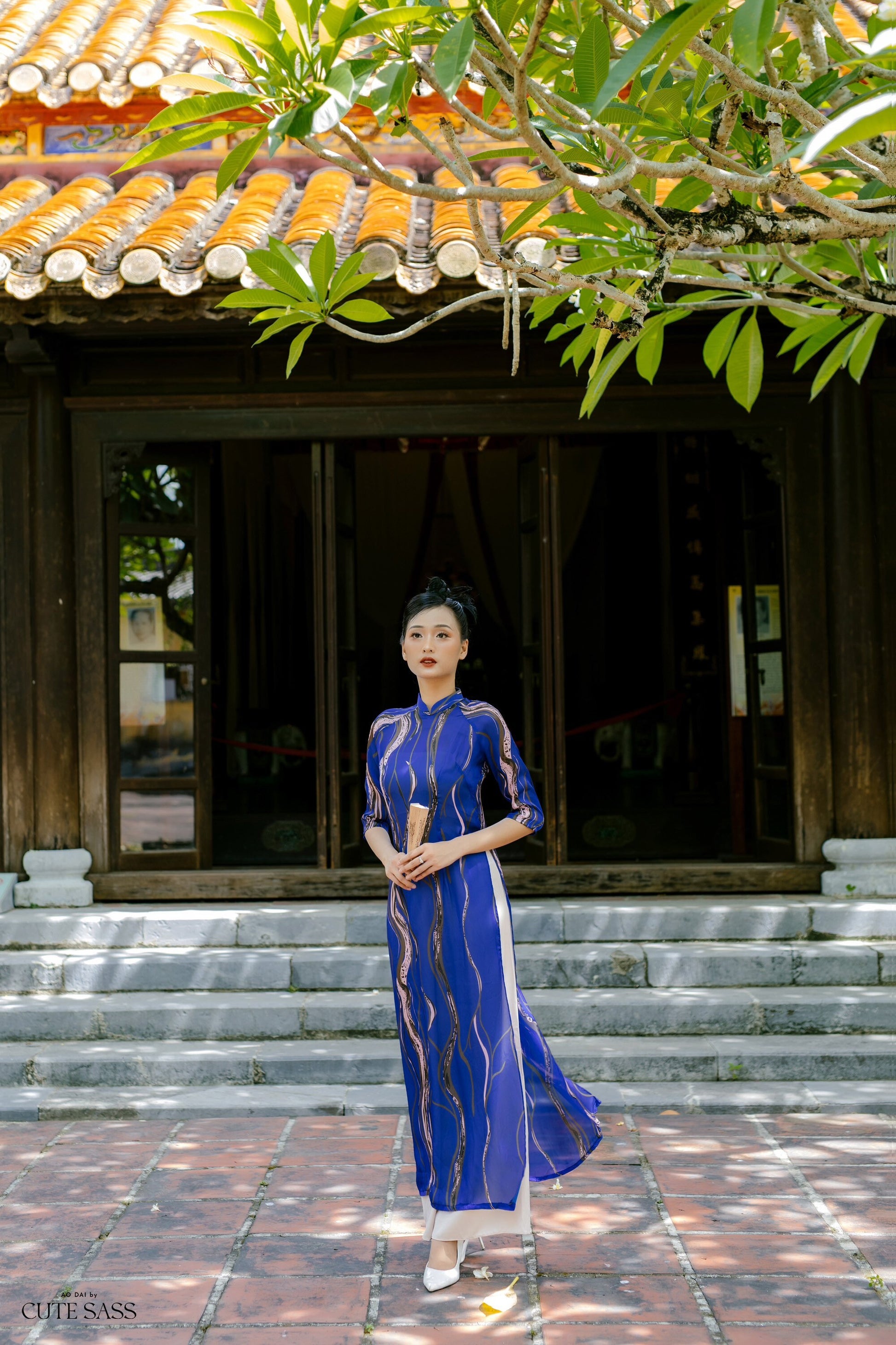Vien Collection - Water Element Ao Dai Set | Pre-made Traditional Women Ao Dai with Pants | Lunar New Year| Ao Dai Truyen Thong