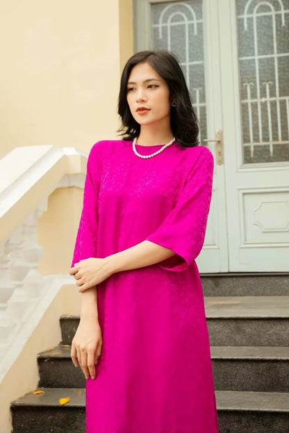 Shifted Traditional Gam Ao Dai Set | Pre-made Vietnamese Ao Dai| Women Ao Dai with Pants | Lunar New Year| Ao Dai Truyen Thong