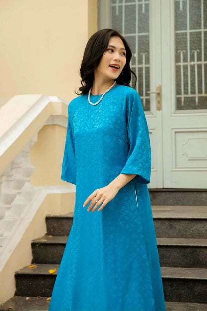 Shifted Traditional Gam Ao Dai Set | Pre-made Vietnamese Ao Dai| Women Ao Dai with Pants | Lunar New Year| Ao Dai Truyen Thong