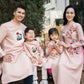 Family MUTED Blush Embroidery Ao Dai Set| Pre-made Traditional Vietnamese Ao Dai| Lunar New Year| Ao Dai for Girl, Mom, Dad, Boy | Ao Dai Te