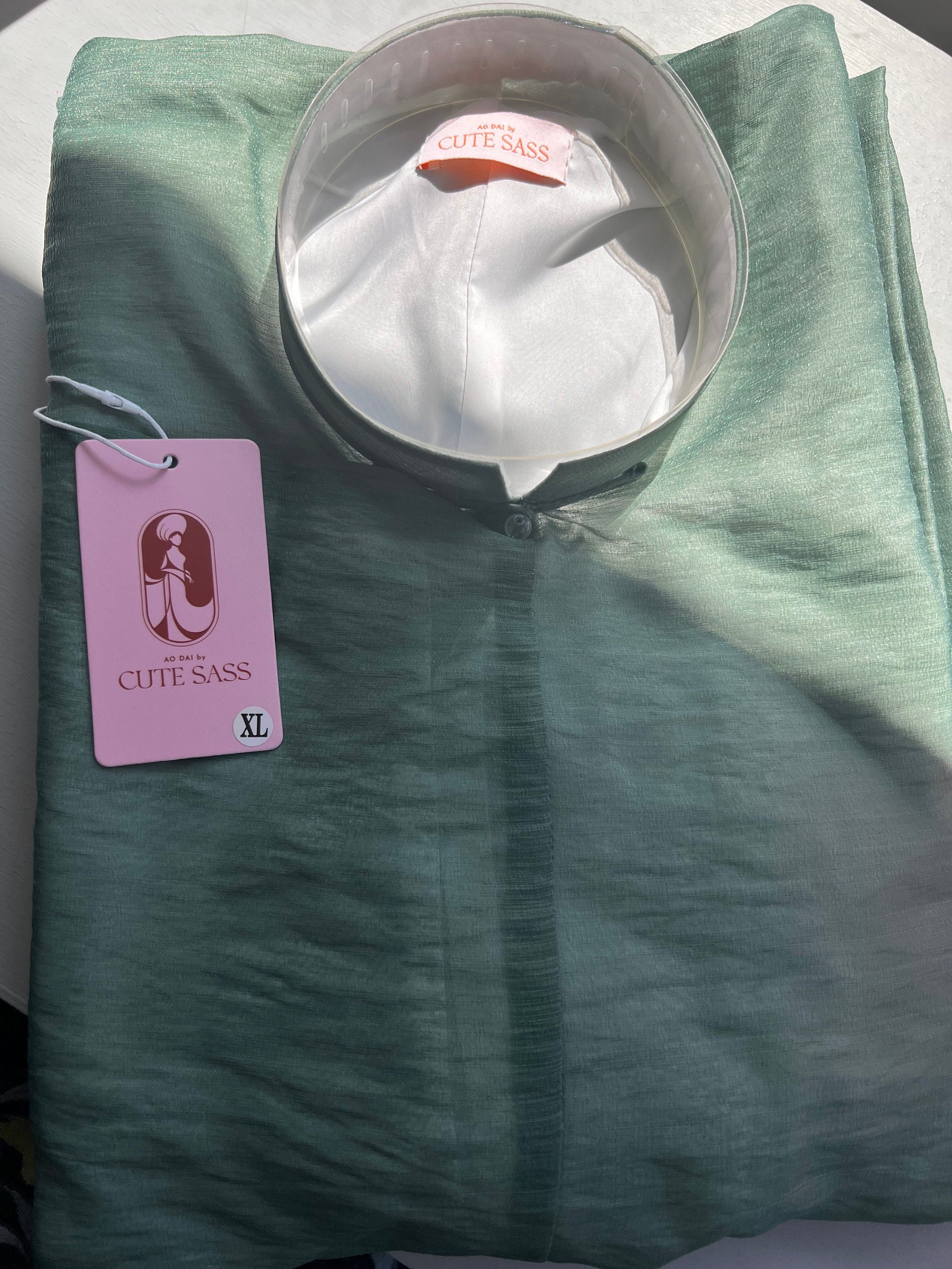 Men Áo Tấc - Moss Green (Top and Head Piece, No Pants) | Ao Tac | Áo Ngũ Thân Tay Thụng |Ao Dai Truyen Thong | Vietnamese Viet Phuc|M3