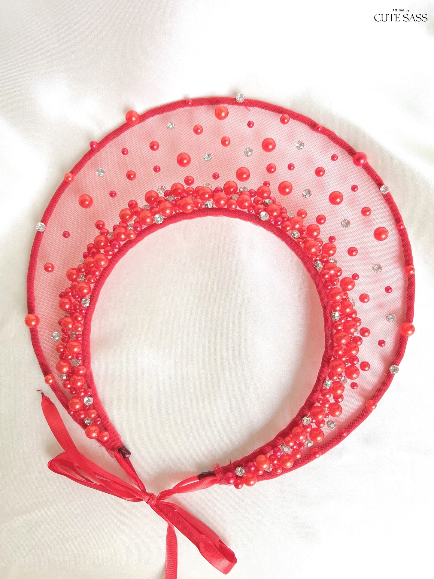 MOON Pearl Head Piece (White, Red)