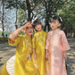 Mom and Daughter Pink Ribbons Matching Ao Dai Set