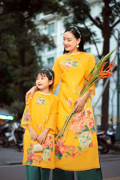 Family Yellow Koi/Floral Ao Dai Set