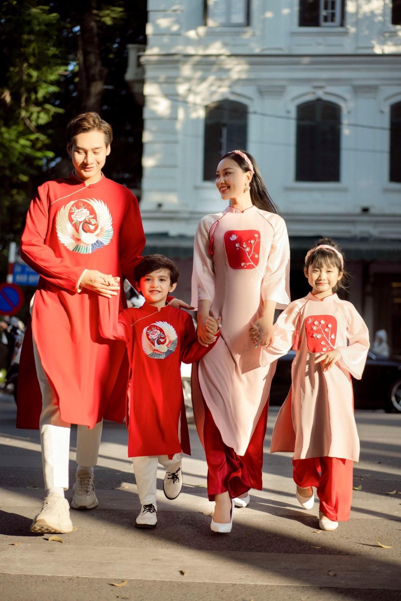 Family Red Embroidery Ao Dai Set (No Headband)