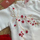 White Taffeta Ribbon Flowers Ao Dai Set