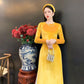 Yellow Velvet Ao Dai Top Only, NO PANTS