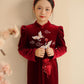 Mom and Daughter Red Velvet Phoenix Ao Dai Set| Pre-made Traditional Vietnamese Ao Dai| Lunar New Year | Ao Dai for Girl, Mom |Ao Dai Tet|