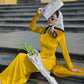 Yellow Velvet Ao Dai Top Only, NO PANTS