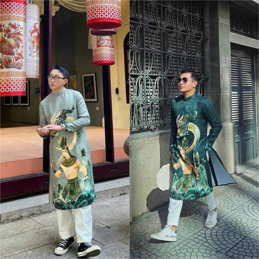 Men Lac Long Quan Ao Dai Set | Pre-made Traditional Vietnamese Ao Dai|Lunar New Year|Ao Dai for Dad | Ao Dai Truyen Thong| Ao Dai Tet|