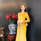 Yellow Velvet Ao Dai Top Only, NO PANTS