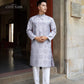 Men Gray Gam Silk Ao Dai Set| Pre-made Traditional Vietnamese Ao Dai| Lunar New Year | Ao Dai for Dad, Boy | Ao Dai Tet|H4