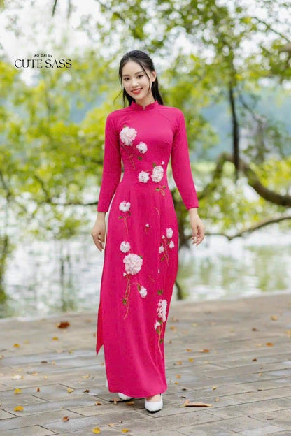 Hydrangea 3D Ao Dai Top Only, NO PANTS (4 Colors) |Pre-made Modernized Vietnamese Ao Dai | Lunar New Year| Ao Dai Truyen Thong|L3