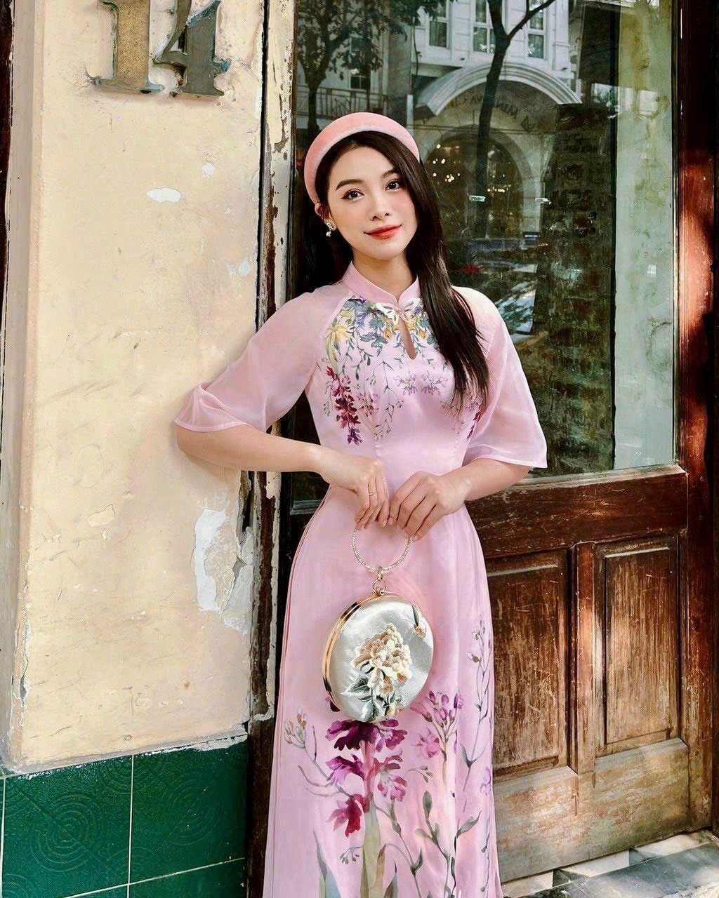Lavender Fall Butterflies Ao Dai Set | Pre-made Modernized Vietnamese Ao Dai| Women Ao Dai with Pants| Lunar New Year| Ao Dai Cach Tan|M8