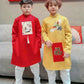 Boy Yellow Embroidery Hac Ao Dai Top