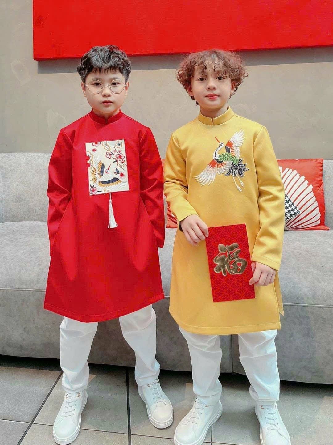 Boy Yellow Embroidery Hac Ao Dai Top