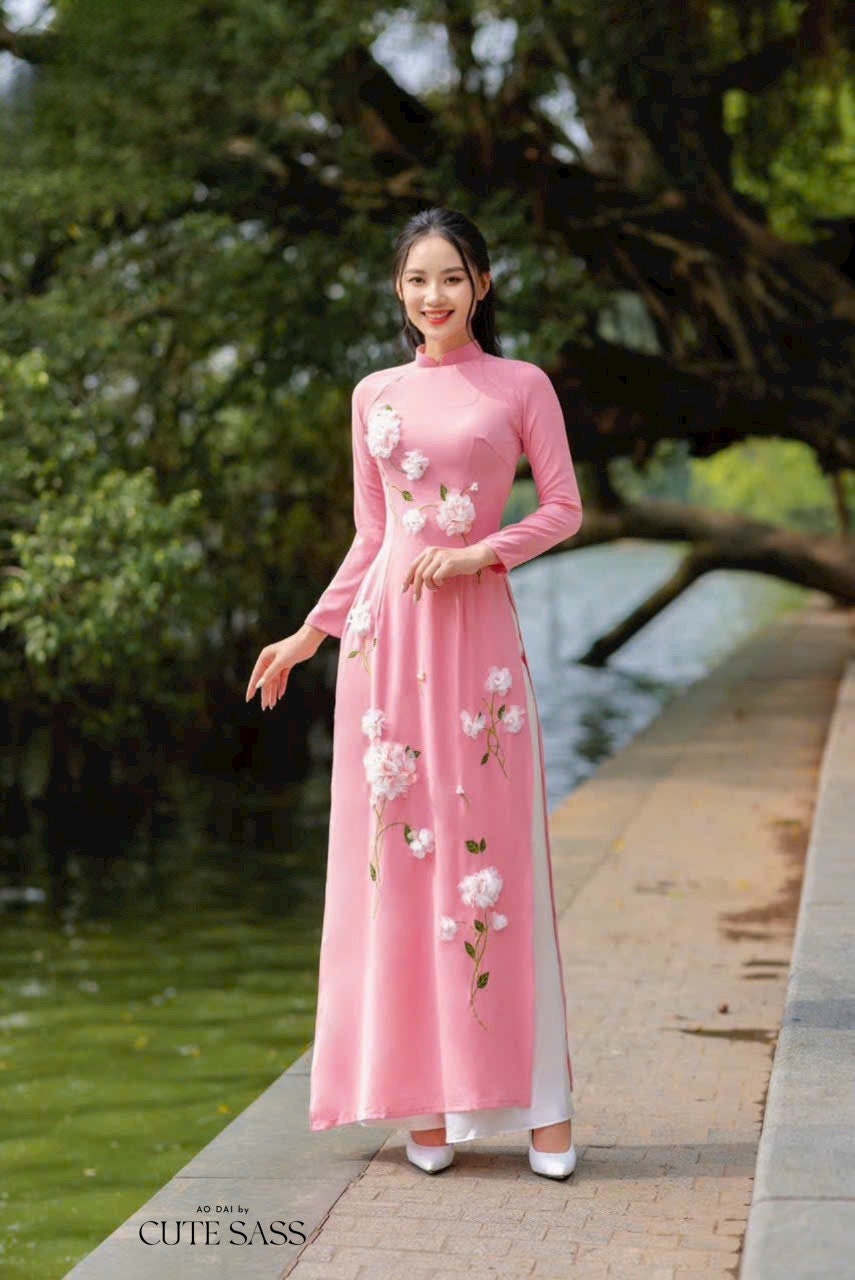 Hydrangea 3D Ao Dai Top Only, NO PANTS (4 Colors) |Pre-made Modernized Vietnamese Ao Dai | Lunar New Year| Ao Dai Truyen Thong|L3