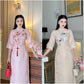 Spring Gam Hac Ao Dai Set (Pink, Cream) |Pre-made Modernized Vietnamese Ao Dai | Lunar New Year| Ao Dai Cach Tan With Pants|