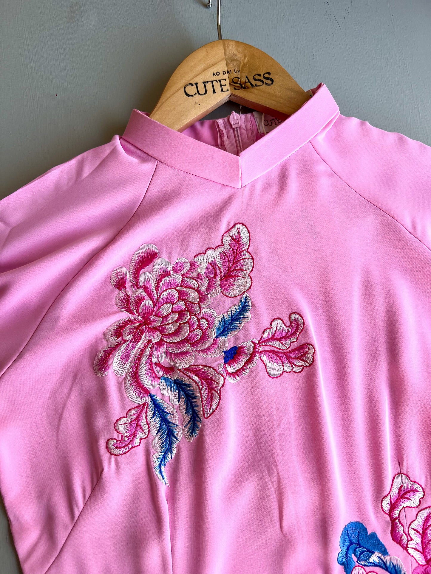 Pink Embroidery Ao Dai Set