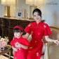 Mom and Daughter Red Mini Flowers Ao Dai Set| Pre-made Traditional Vietnamese Ao Dai | Lunar New Year | Ao Dai for Girl, Mom|
