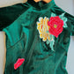 Green Embroidery Velvet Ao Dai Top Only, NO PANTS