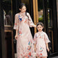 Mom and Daughter Pink Printed Ao Dai Set| Pre-made Traditional Vietnamese Ao Dai| Lunar New Year | Ao Dai for Girl, Mom |Ao Dai Tet|I4