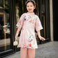 Mom and Daughter Pink Printed Ao Dai Set| Pre-made Traditional Vietnamese Ao Dai| Lunar New Year | Ao Dai for Girl, Mom |Ao Dai Tet|I4