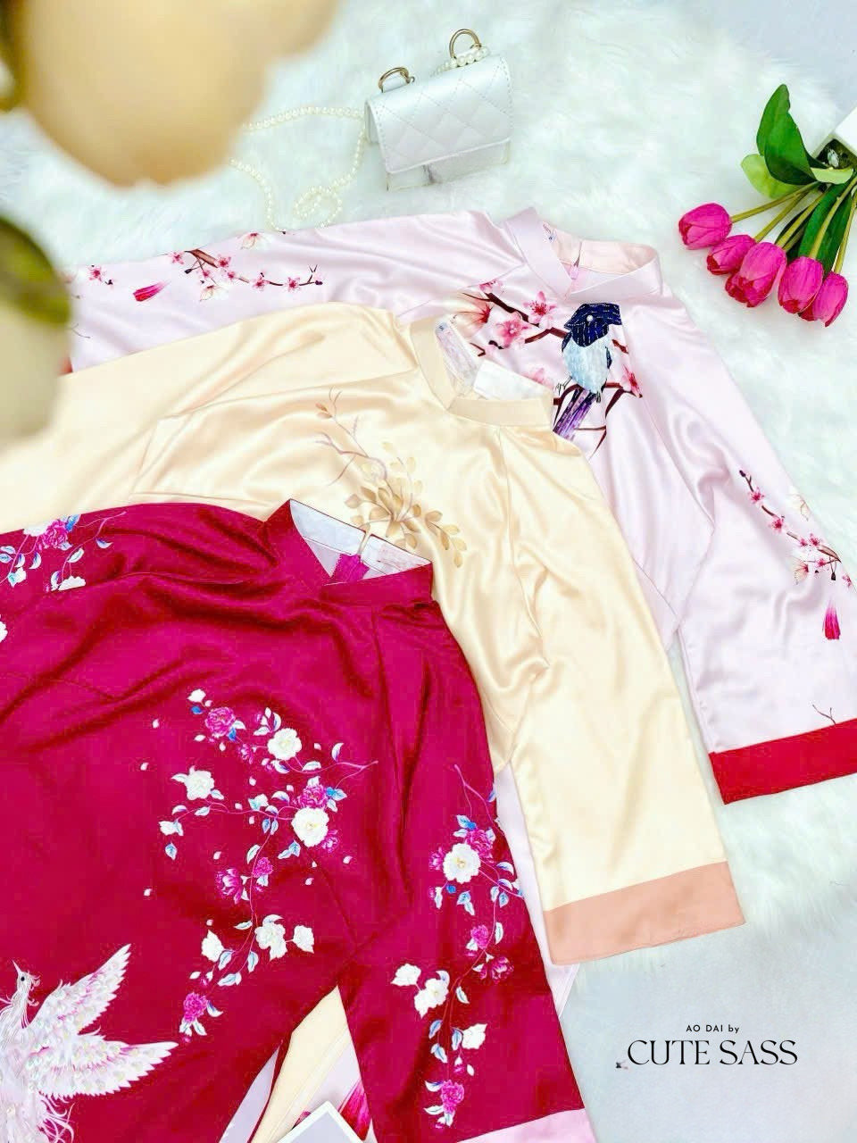 Phi Yen - Hot Pink Ao Dai Set | Pre-made Traditional Vietnamese Ao Dai| Women Ao Dai with Pants | Lunar New Year| Ao Dai Truyen Thong|