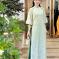 Green Daisy Motif Ao Dai Set | Pre-made Modernized Vietnamese Ao Dai| Women Ao Dai with Pants | Lunar New Year| Ao Dai Truyen Thong|