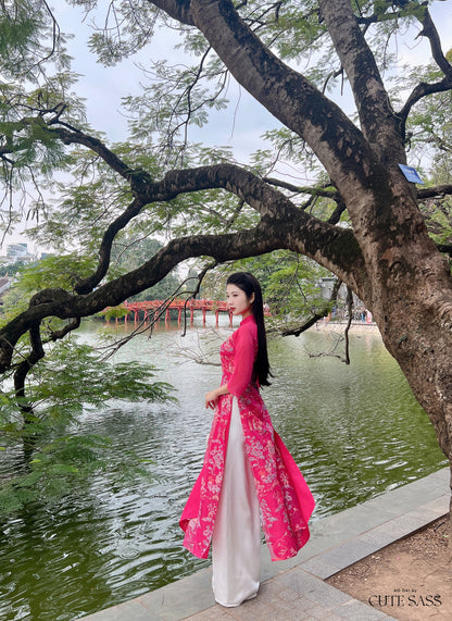 Tu Minh - Hot Pink Ao Dai Set