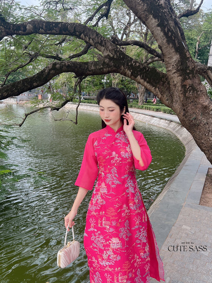 Tu Minh - Hot Pink Ao Dai Set