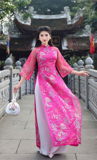 TRADITIONAL Tu Minh Ao Dai Set (5 COLORS) | Pre-made Traditional Vietnamese Ao Dai| Ao Dai with Pants | Lunar New Year| Ao Dai Truyen Thong|