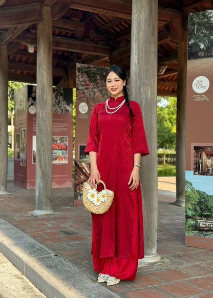 Shifted Button Gam Ao Dai Top Only (NO PANTS)