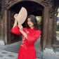 Red Linh Lan Ao Dai Set | Pre-made Modernized Vietnamese Ao Dai | Women Ao Dai with Pants | Lunar New Year| Ao Dai Cach Tan|
