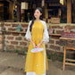 Shifted Yellow Bow Ao Dai Set |Pre-made Modernized Vietnamese Ao Dai| Women Ao Dai with Pants | Lunar New Year| Ao Dai Cach Tan|