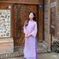 Shifted Purple Bow Ao Dai Set |Pre-made Modernized Vietnamese Ao Dai| Women Ao Dai with Pants | Lunar New Year| Ao Dai Cach Tan|