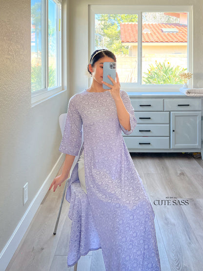 Shifted Purple Gam Ao Dai Top Only (NO PANTS) | Pre-made Vietnamese Ao Dai| Women Ao Dai | Lunar New Year| Ao Dai Truyen Thong